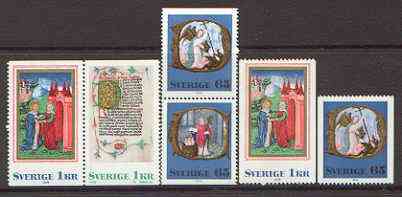 Sweden 1976 Christmas (Book illustrations) set of 4 ex booklets plus additional 65ö & 1k from coils (total 6 vals) unmounted mint SG 907-10, stamps on christmas, stamps on books, stamps on angels