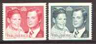 Sweden 1976 Royal Wedding set of 2 (ex coils) unmounted mint SG 996-97, stamps on royalty, stamps on slania