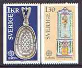 Sweden 1976 Europa (Handicrafts) set of 2 unmounted mint SG 887-88, stamps on , stamps on  stamps on europa, stamps on crafts