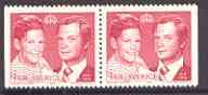 Sweden 1976 Royal Wedding 1k carmine pair (ex booklets) unmounted mint SG 896a, stamps on royalty, stamps on slania