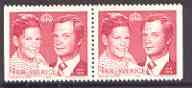 Sweden 1976 Royal Wedding 1k carmine pair (ex booklets) unmounted mint SG 896a, stamps on , stamps on  stamps on royalty, stamps on  stamps on slania