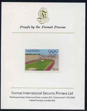 Barbuda 1984 Olympic Games $2.50 imperf proof mounted on Format International proof card (as SG 732), stamps on sport, stamps on olympics, stamps on ancient greece 