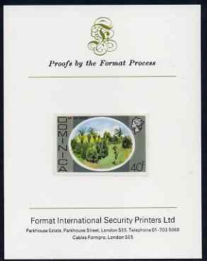 Dominica 1975-78 Bay Leaf Groves 40c imperf proof mounted on Format International proof card (as SG 502), stamps on trees, stamps on herbs