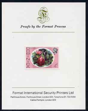 Dominica 1975-78 Egg Plant 4c imperf proof mounted on Format International proof card, as SG 494, stamps on food
