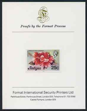 Antigua 1976 Hibiscus 25c (with imprint) imperf proof mounted on Format International proof card (as SG 479B)