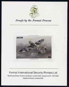 Nevis 1986 Spitfire $4 (Mark XXIV) imperf proof mounted on Format International proof card (as SG 375),, stamps on aviation, stamps on  ww2 , stamps on  raf , stamps on 