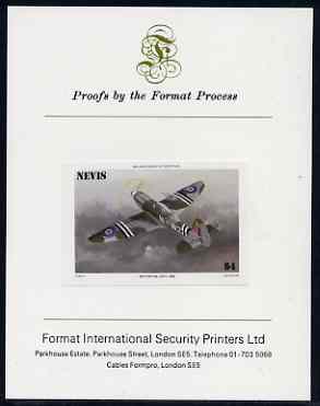 Nevis 1986 Spitfire $4 (Mark XXIV) imperf proof mounted on Format International proof card (as SG 375),, stamps on aviation, stamps on  ww2 , stamps on  raf , stamps on 
