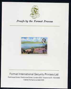 Antigua 1976 Potworks Dam $1 (without imprint) imperf proof mounted on Format International proof card (as SG 483A)