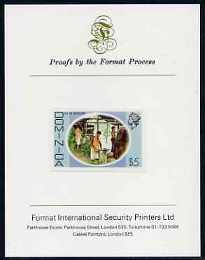 Dominica 1975-78 Bay Oil Distillery $5 imperf proof mounted on Format International proof card (as SG 506), stamps on business