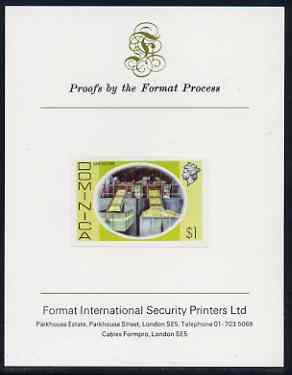 Dominica 1975-78 Lime Factory $1 imperf proof mounted on Format International proof card (as SG 504), stamps on , stamps on  stamps on business, stamps on  stamps on fruit, stamps on  stamps on limes