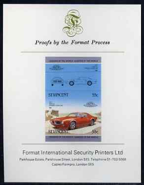 St Vincent 1985 Cars #3 (Leaders of the World) 55c Pontiac Firebird (1973) imperf se-tenant proof pair mounted on Format International proof card, stamps on , stamps on  stamps on cars, stamps on pontiac