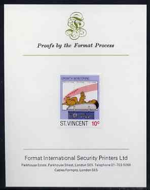 St Vincent 1987 Child Health 10c (as SG 1049) imperf proof mounted on Format International proof card, stamps on , stamps on  stamps on children, stamps on medical