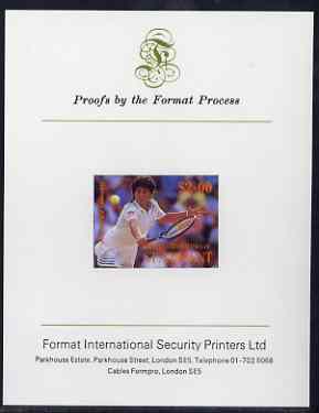 St Vincent - Bequia 1988 International Tennis Players $2 (Gabriela Sabatini) imperf proof mounted on Format International proof card, stamps on sport, stamps on personalities, stamps on tennis