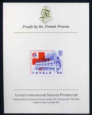 Tuvalu 1988 Red Cross 40c imperf proof mounted on Format International proof card (as SG 519), stamps on medical, stamps on red cross
