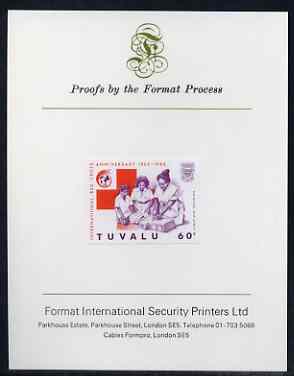 Tuvalu 1988 Red Cross 60c imperf proof mounted on Format International proof card (as SG 521), stamps on , stamps on  stamps on medical, stamps on  stamps on red cross