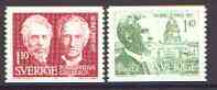 Sweden 1977 Nobel Prize Winners for 1917 set of 2 unmounted mint, SG 942-43, stamps on , stamps on  stamps on nobel, stamps on physics, stamps on literature