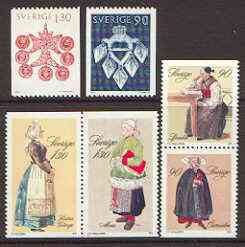 Sweden 1979 Peasant Costumes set of 6 unmounted mint, SG 1021-26, stamps on , stamps on  stamps on costumes, stamps on jewellry