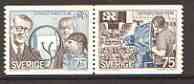 Sweden 1974 Broadcasting Corporation se-tenant set of 2 unmounted mint, SG 831a, stamps on , stamps on  tv , stamps on microphones, stamps on communications, stamps on radio, stamps on slania