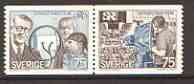 Sweden 1974 Broadcasting Corporation se-tenant set of 2 unmounted mint, SG 831a, stamps on , stamps on  stamps on , stamps on  stamps on  tv , stamps on  stamps on microphones, stamps on communications, stamps on radio, stamps on  stamps on slania