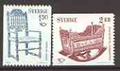Sweden 1980 Nordic Countries' Postal Co-operation (Chair & Cradle) set of 2 unmounted mint, SG 1047-48, stamps on postal, stamps on furniture