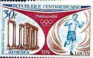 Central African Republic 1972 Marathon Running 30f (from Revival of Olympic Games set) unmounted mint SG 313, stamps on sport, stamps on running
