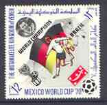 Yemen - Royalist 1970 World Cup Football 12b value (Germany Mi 982) (perf diamond shaped) unmounted mint opt'd 'Brazil World Champions' in black*, stamps on , stamps on  stamps on football, stamps on  stamps on sport