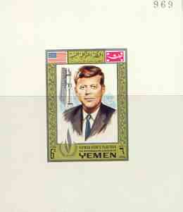 Yemen - Royalist 1968 Human Rights Year 6b (J F Kennedy) imperf individual de-luxe sheet unmounted mint, stamps on , stamps on  stamps on human rights, stamps on kennedy, stamps on personalities