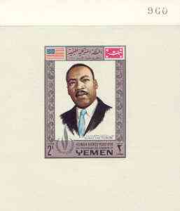 Yemen - Royalist 1968 Human Rights Year 2b (Martin Luther King) imperf individual de-luxe sheet unmounted mint, stamps on human rights, stamps on personalities, stamps on nobel