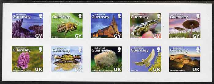 Guernsey 2007 125th Anniversary of La Societe Guernesiaise sheetlet of 10 self-adhesives unmounted mint, SG 1149a, stamps on , stamps on  stamps on animals, stamps on  stamps on insects, stamps on  stamps on reptiles, stamps on  stamps on mushrooms, stamps on  stamps on flowers, stamps on  stamps on marine life, stamps on  stamps on owls, stamps on  stamps on birds of prey, stamps on  stamps on self adhesive