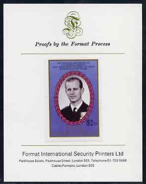 St Vincent - Bequia 1987 Ruby Wedding $2.50 (Duke of Edinburgh) imperf proof mounted on Format International proof card 