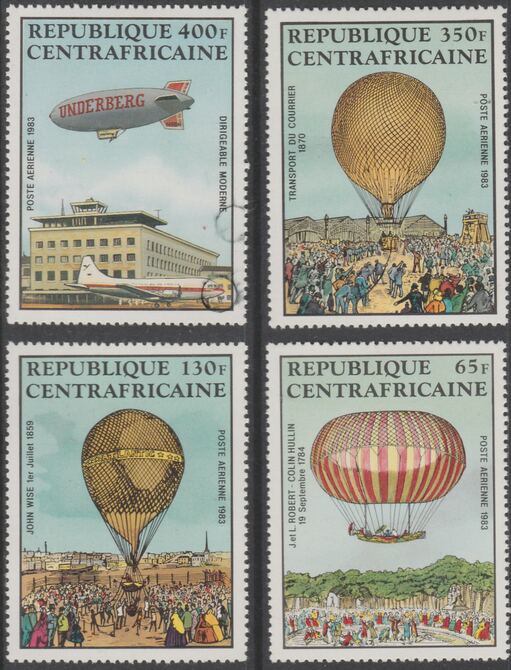 Central African Republic 1983 Manned Flight  set of 4 unmounted mint (SG 930-3), stamps on , stamps on  stamps on aviation    balloons