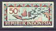 Indonesia 1948-49 perforated 50s produced by the Revolutionary Government in red-brown & blue showing plane over Map, prepared for postal use, without gum, stamps on , stamps on  stamps on aviation, stamps on maps