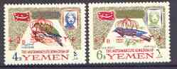 Yemen - Royalist 1967 Surcharges set of 2 Birds unmounted mint, SG R262-63, stamps on birds