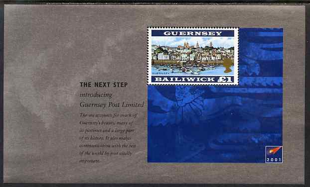 Guernsey 2001 Incorporation of Guernsey Post Ltd booklet pane of 1 x £1 unmounted mint, SG 927a, stamps on ships, stamps on ports