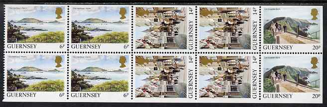 Guernsey 1984-91 Booklet pane of 10 (4 x 6p, 4 x 14p, 2 x 20p) from Bailiwick Views def set unmounted mint, SG 301a, stamps on , stamps on  stamps on tourism