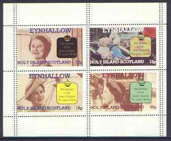 Eynhallow 1985 Life & Times of HM Queen Mother perf sheetlet of 4 with vertical perforations doubled unmounted mint, stamps on royalty, stamps on queen mother