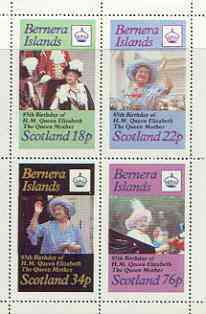 Bernera 1985 Life & Times of HM Queen Mother perf sheetlet of 4 values (18p, 22p, 34p & 76p) unmounted mint, stamps on , stamps on  stamps on royalty, stamps on  stamps on queen mother