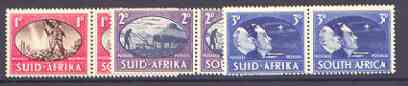 South Africa 1945 Victory Commemoration set of 3 horiz pairs unmounted mint, SG 108-10, stamps on victory, stamps on  kg6 , stamps on 