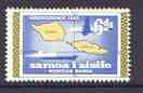 Samoa 1962 Map of Samoa 6d from Independence set, SG 243 unmounted mint, stamps on maps, stamps on aviation, stamps on ships