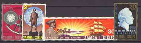 Samoa 1970 Cook's Exploration of the Pacific set of 4 unmounted mint, SG 349-52, stamps on , stamps on  stamps on ships, stamps on  stamps on explorers, stamps on  stamps on cook, stamps on  stamps on statues