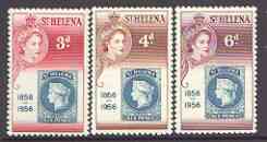 St Helena 1956 Stamp Centenary set of 3 unmounted mint, SG 166-68, stamps on , stamps on  stamps on stamp centenary, stamps on stamp on stamp, stamps on  stamps on stamponstamp