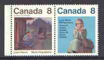 Canada 1975 Canadian Writers (1st series) se-tenant pair, SG 803a, stamps on literature