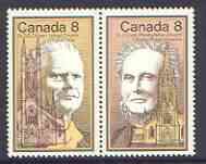 Canada 1975 Canadian Celebrities se-tenant pair (perf 12 x 12.5) unmounted mint SG 807a, stamps on personalities, stamps on churches