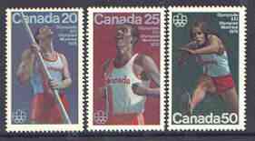 Canada 1975 Montreal Olympic Games (7th issue) set of 3, SG 809-11, stamps on , stamps on  stamps on olympics, stamps on pole vault, stamps on marathon, stamps on hurdles