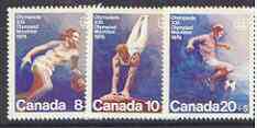 Canada 1976 Montreal Olympic Games (09th issue) set of 3 unmounted mint, SG 829-31, stamps on olympics, stamps on basketball, stamps on football, stamps on gymnastics, stamps on  gym , stamps on gymnastics, stamps on , stamps on sport