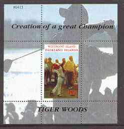 Westpoint Island (Falkland Islands) 2000 Tiger Woods (Creation of a Great Champion) perf souvenir sheet (45p value) unmounted mint, stamps on , stamps on  stamps on sport, stamps on golf