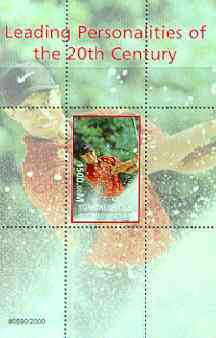Turkmenistan 2000 Tiger Woods (Leading Personalities of the 20th Century) perf souvenir sheet #3, stamps on sport, stamps on golf, stamps on millennium