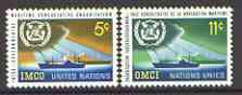 United Nations (NY) 1964 Maritime Consultative Org (IMCO) set of 2 unmounted mint, SG 127-28*, stamps on , stamps on  stamps on united nations, stamps on ships