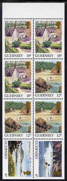 Guernsey 1984-91 Booklet pane of 10 (4p, 6p, 3 x 12p, 3 x 18p) from Bailiwick Views def set unmounted mint, SG 299d, stamps on tourism