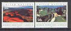 United Nations (NY) 1992 UNESCO, World Heritage Convention set of 2 unmounted mint, SG 611-12, stamps on , stamps on  stamps on united nations, stamps on heritage, stamps on monuments, stamps on national parks, stamps on  stamps on parks